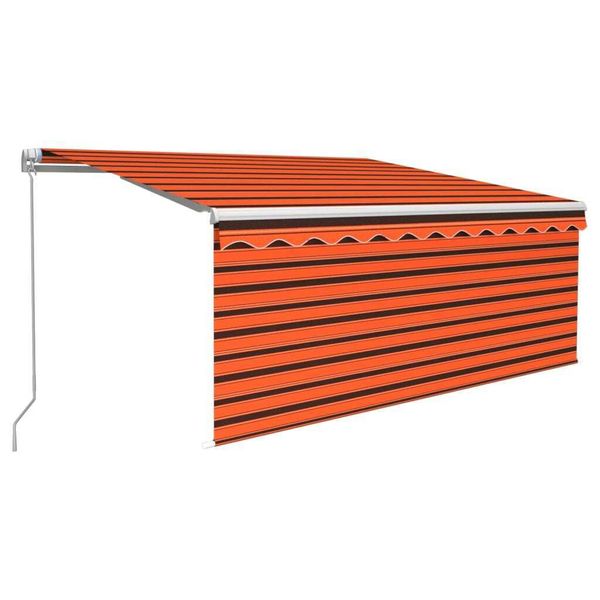 Tenda Da Sole Manuale A Scomparsa Con Tenda A Rullo E Led 3X2,5 M Arancione Marrone-image