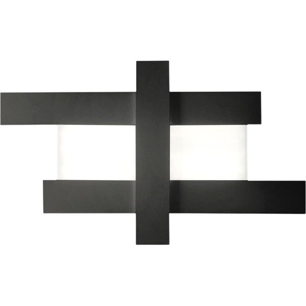 Applique Led Design Moderno 50W Nera - Struttura Geometrica In Acciaio, Luce Calda 3000K, 2620Lm, Larghezza 104 Cm, IP20-image