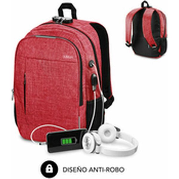 Subblim Urban Lock Zaino Per Computer Portatili Fino A 16" / Porta Usb / Antifurto / Rosso"-image