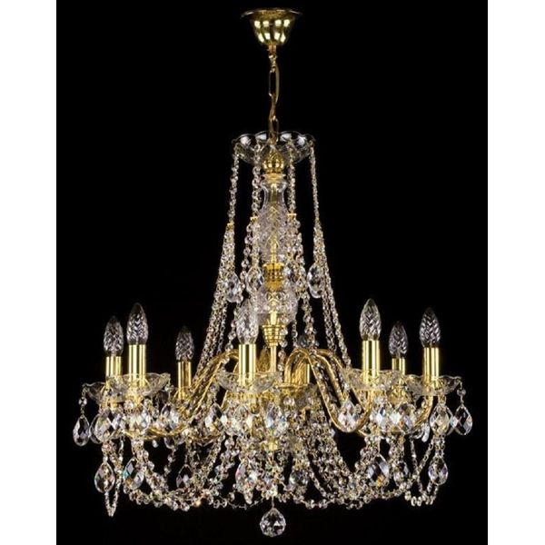 Casa Padrino Lampadario Barocco Oro Ø 63 X H. 64 Cm - Magnifico Lampadario Con Vetro Di Cristallo Di Boemia - Nobile & Magnifico-image