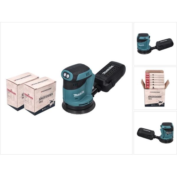 Makita Dbo 180 Z Levigatrice Eccentrica A Batteria 18 V - 125 Mm + 2X Set Di Levigatura Toolbrothers Turtle - Senza Batteria, Senza Caricabatterie-image