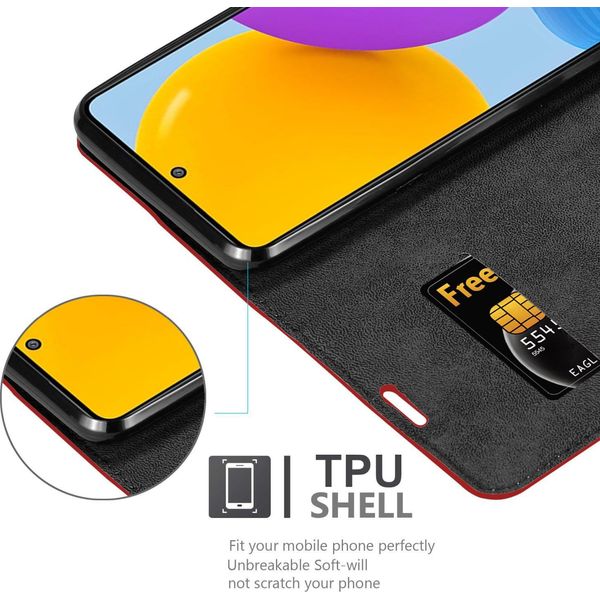 Cadorabo Custodia Per Samsung Galaxy M52 5G Custodia Protettiva In Rosso Custodia Per Cellulare Cover Chiusura Magnetica-image
