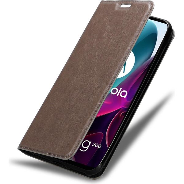 Cadorabo Custodia Per Motorola Moto G200 5G Custodia Protettiva In Marrone Custodia Per Cellulare Custodia Cover Chiusura Magnetica-image