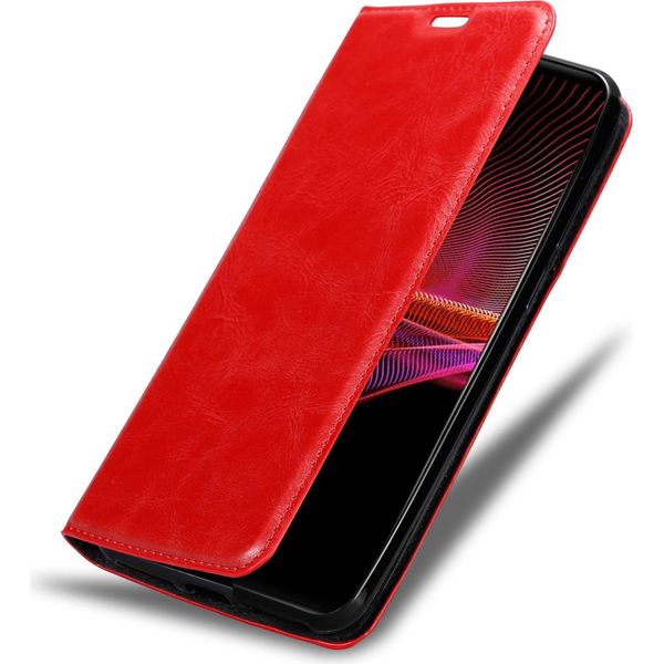 Cadorabo Custodia Per Sony Xperia 1 Iii Custodia Protettiva In Rosso Custodia Per Cellulare Custodia Cover Chiusura Magnetica-image