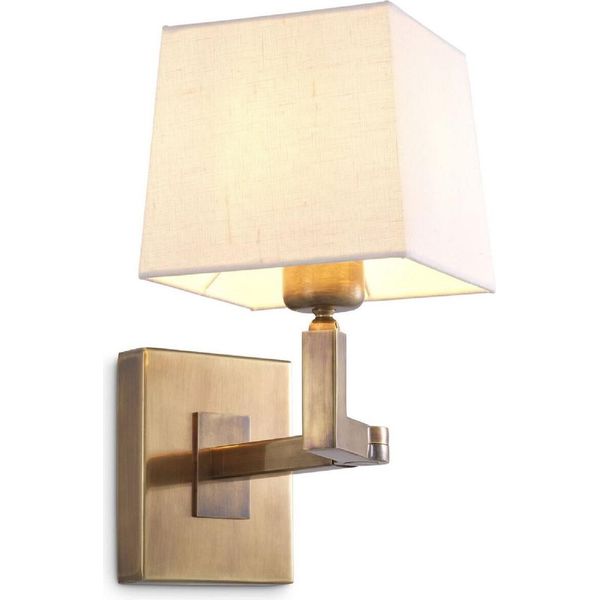 Casa Padrino Lampada Da Parete In Ottone Vintage / Bianco 15 X 30 X H. 28 Cm - Lampada Da Parete Nobile Con Braccio Girevole E Paralume - Qualità Lussuosa-image