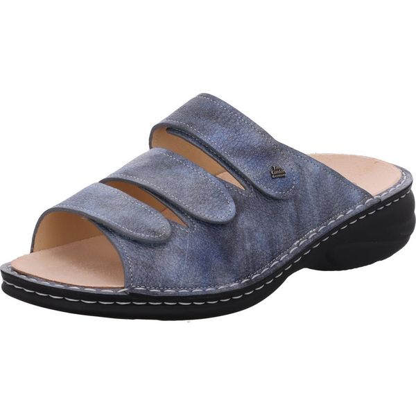 Finn Comfort Hellas Mulo Da Donna, Jeans (Blu), Pelle, Nuovo, Confortevole - Muli Da Donna / Separatori Di Punta, Blu, Pelle (Alfa)-image