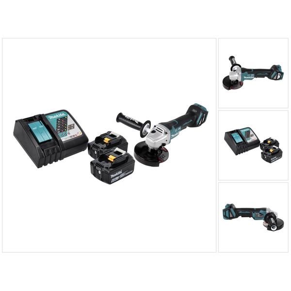 Smerigliatrice Angolare A Batteria Makita Dga 517 Rg 18 V 125 Mm Brushless + 2X Batteria Ricaricabile 6,0 Ah + Caricabatterie-image