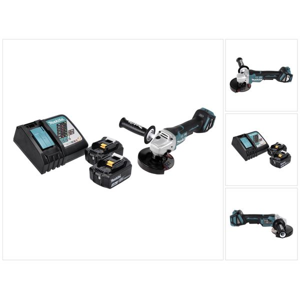 Smerigliatrice Angolare A Batteria Makita Dga 517 Rf 18 V 125 Mm Brushless + 2X Batteria Ricaricabile 3,0 Ah + Caricabatterie-image