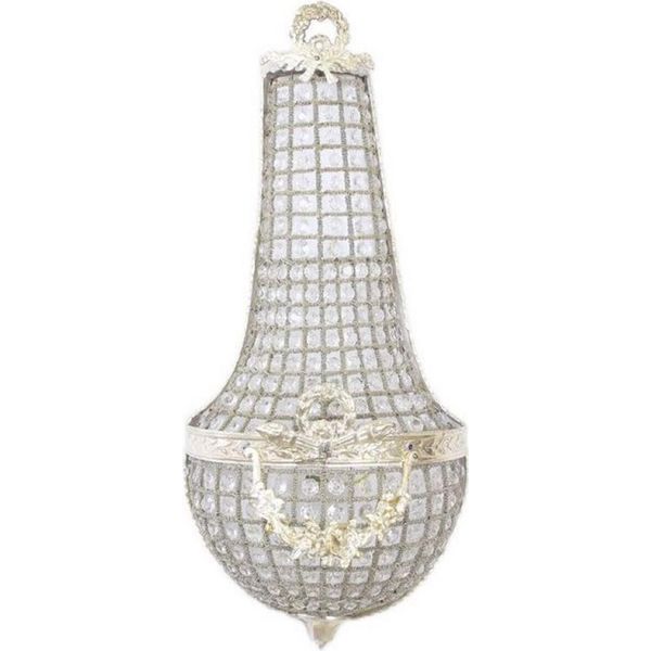 Casa Padrino Lampada Da Parete In Cristallo Barocco Argento 30 X H. 70 Cm - Elegante Lampada Da Parete In Stile Barocco - Luci Barocche - Nobile & Magnifico-image