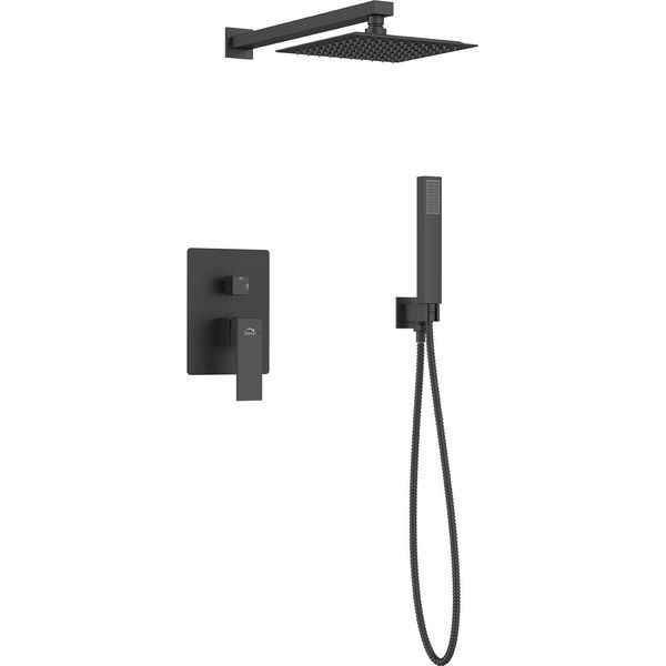 Miscelatore Da Incasso Per Doccia Con Set In Ceramica Nero Laveo Kvadrato-image