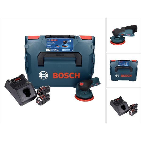 Bosch Gex 12V-125 Levigatrice Rotorbitale A Batteria Professionale 12 V 125 Mm Brushless + 2X Batteria Ricaricabile 3,0 Ah + Caricabatterie + L-Boxx-image