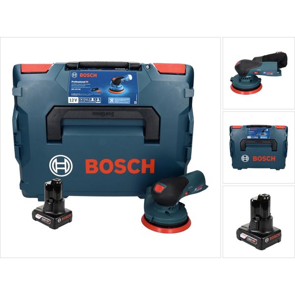 Bosch Gex 12V-125 Levigatrice Rotorbitale A Batteria Professionale 12 V 125 Mm Senza Spazzole + 1X Batteria Ricaricabile 6,0 Ah + L-Boxx - Senza Caricabatterie-image
