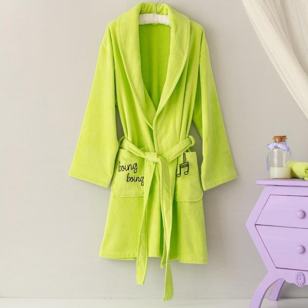 Milk&Moo Cacha Frog Accappatoio Da Donna In Velluto, Accappatoio Da Sauna Con Tasche, Vestaglia In Morbido E Leggero Velluto, Lunghezza Al Ginocchio, Felpato, Taglia Unica, Verde-image