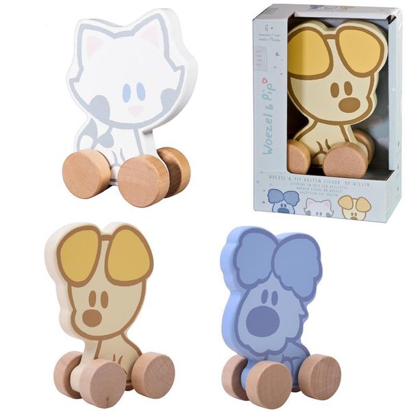 Woezel En Pip Rubo Toys Woezel En Pip Baby Figure A Ruota In Legno Assortito-image