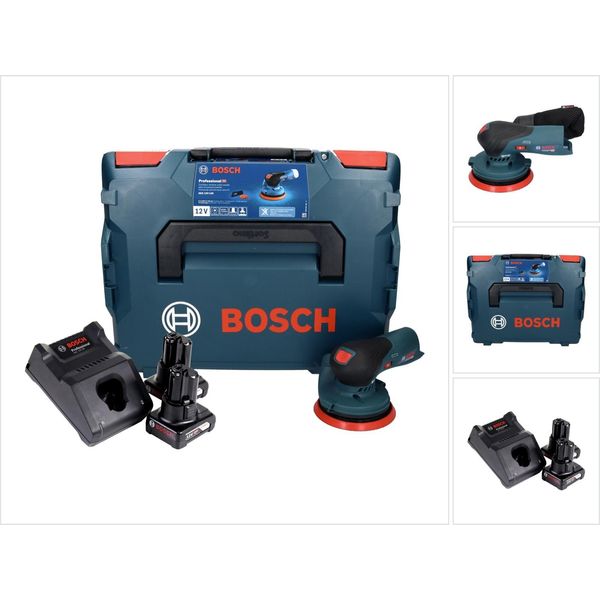 Bosch Gex 12V-125 Levigatrice Rotorbitale A Batteria Professionale 12 V 125 Mm Brushless + 2X Batteria Ricaricabile 6,0 Ah + Caricabatterie + L-Boxx-image