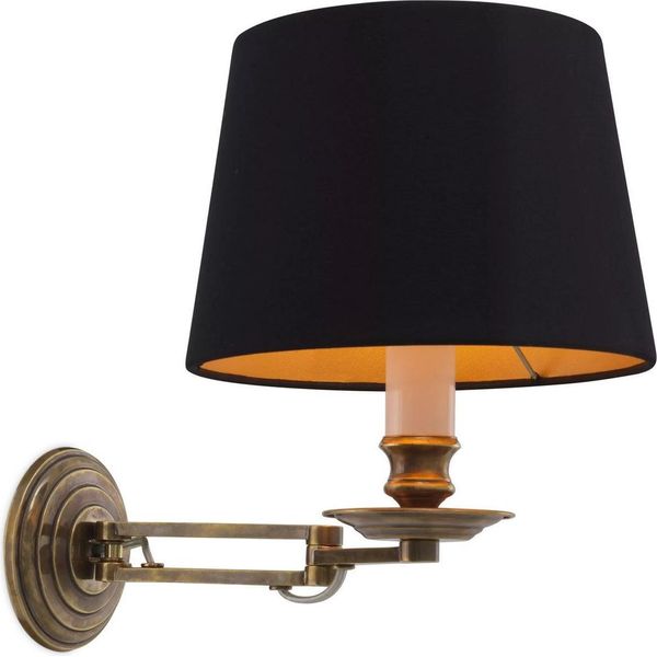 Casa Padrino Lampada Da Parete Con Braccio Orientabile Colori Ottone Vintage / Nero 22 X 21,5 X H. 27,5 Cm - Hotel & Restaurant Lamp-image