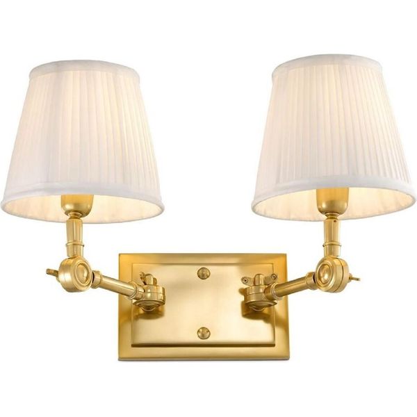 Casa Padrino Lampada Da Parete Doppia Oro/Bianco 33 X 25 X H. 25 Cm - Lampada Da Parete Nobile Con Bracci Girevoli - Qualità Lussuosa-image