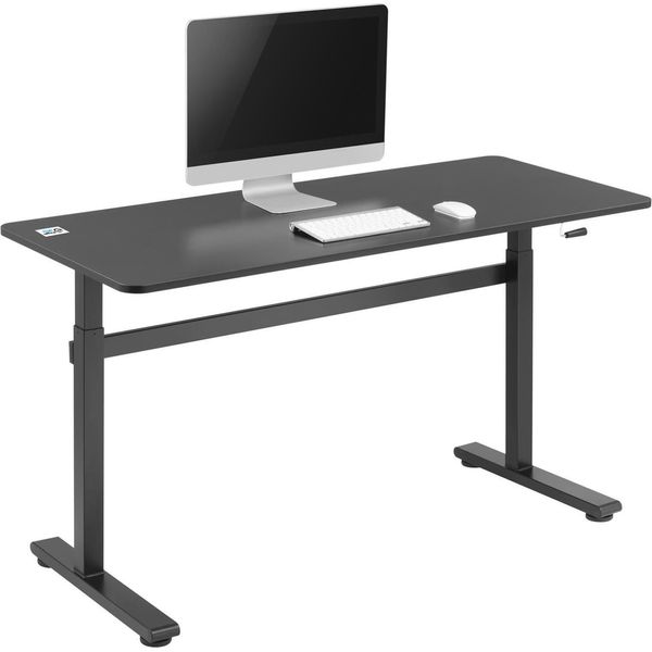 Scrivania Sit-Stand 140X60Cm Scrivania Da Ufficio Regolabile Manualmente In Altezza Fino A 117Cm Scrivania Ergonomica Caricabile Fino A 40Kg Nero-image