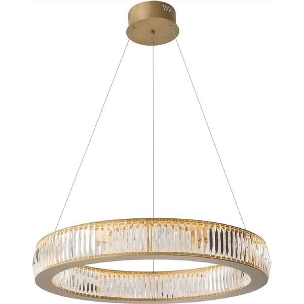 Casa Padrino Lampadario A Led In Ottone Antico Ø 91 X H. 13-200 Cm - Lampadario Rotondo Da Salotto Con Vetro Di Cristallo - Qualità Lussuosa-image