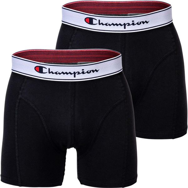 Boxer Champion Da Uomo, Confezione Da 2 - Cotone, Logo In Vita, Monocolore Nero S-image