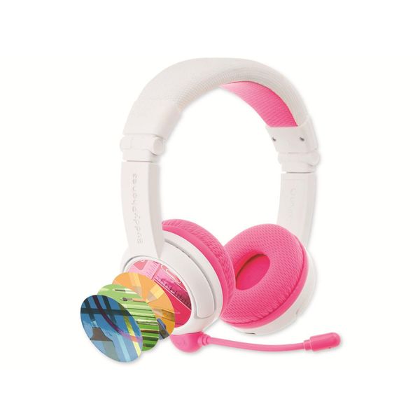 Buddyphones Cuffie Per Bambini Che Studiano A Casa Bluetooth Rosa - Microfono-image