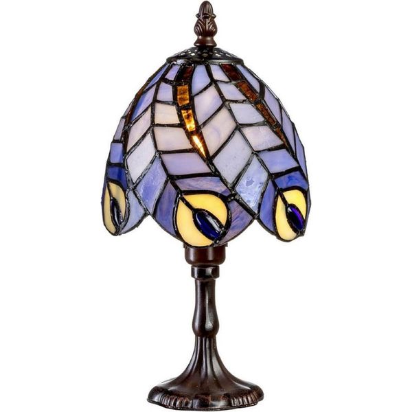 Casa Padrino Luxury Tiffany Stool Lamp Multicolore Ø 15 X H. 29 Cm - Lampada Da Tavolo Tiffany - Lampada Da Scrivania Tiffany - Luci Tiffany - Luci - Interni-image