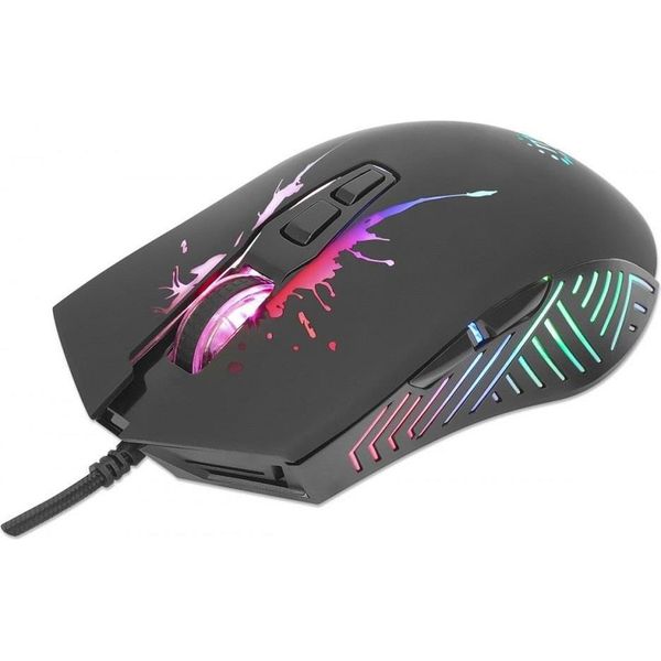 Manhattan Rgb Led Mouse Ottico Usb Da Gioco USB-A, Cablato, Sette Pulsanti Più Rotella Del Mouse, 7200 Dpi, Illuminazione Led, Nero (190220)-image