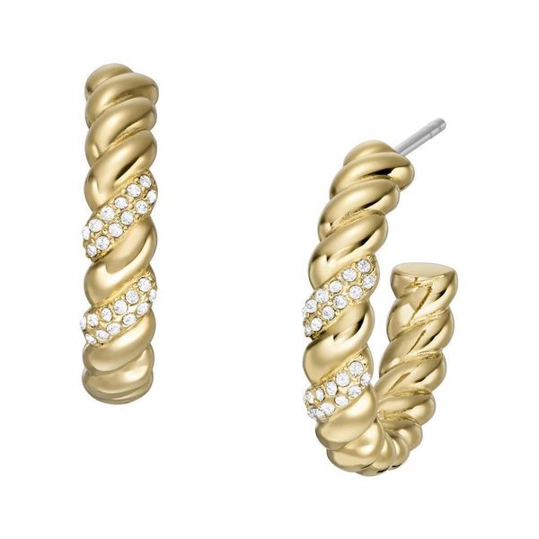 Fossil JF04170710 Orecchini A Cerchio Da Donna In Acciaio Inossidabile Oro Bianco-image