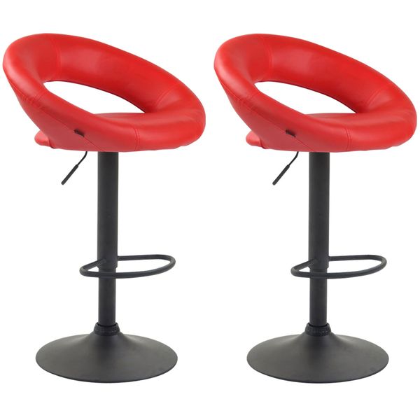 Clp Set Di 2 Sgabelli Da Bar Olinda In Pelle Finta, Regolabili In Altezza E Girevoli, Rosso Nero-image