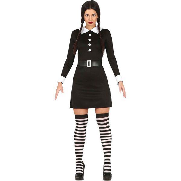 Guirca Parties Giovedì Costume Gotico Famigliare - Vestito Nero Corto Per Donna Adulto Taglia S 36-38 Guirca-image
