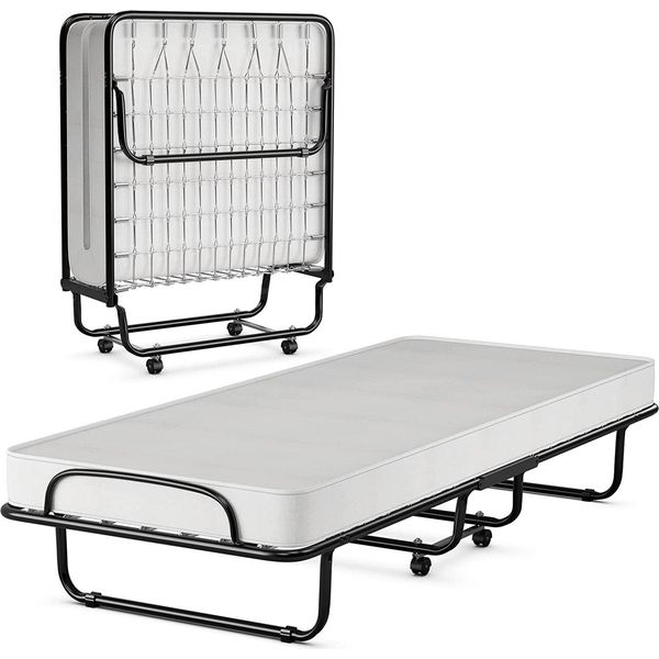 Costway Letto Pieghevole Su Ruote Con Materasso Per Adulti 190 X 80 X 39 Cm-image
