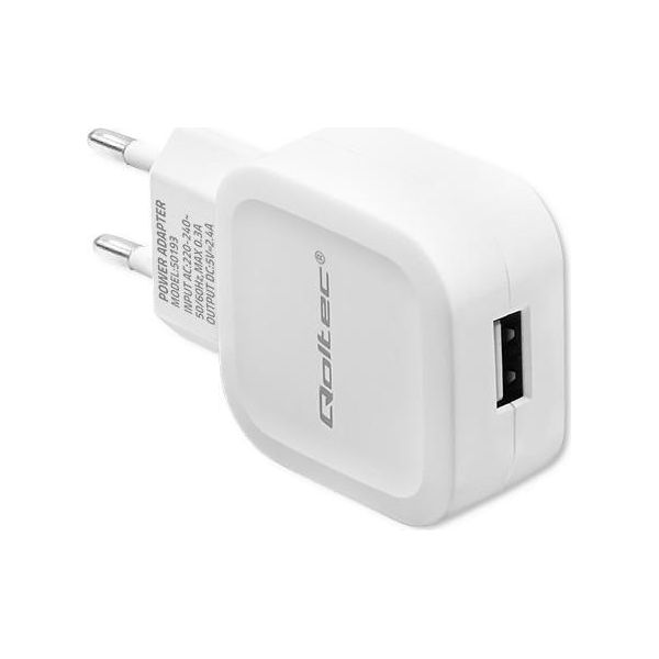 Caricabatterie Da Rete Usb Qoltec 12W 5V 2,4A - Bianco-image