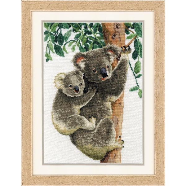 Vervaco Set Punto Croce "Koala Con Bambino"", Schema Di Conteggio, 27X38Cm"-image