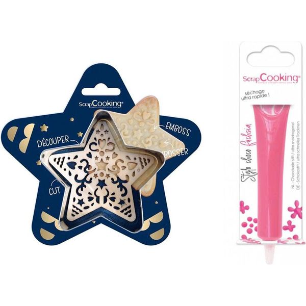 Kit Di Biscotti Star Relief + Bastoncino Di Cioccolato Fucsia-image