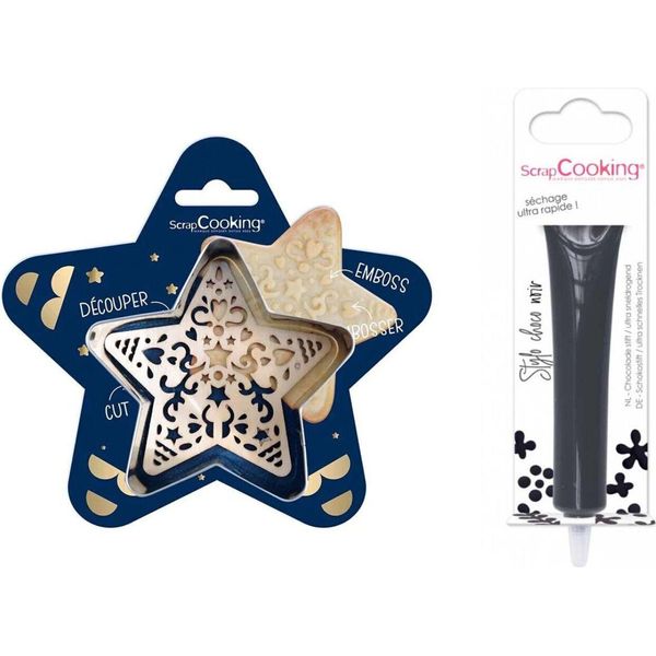 Kit Di Biscotti Star Relief + Bastoncino Di Cioccolato Fondente-image