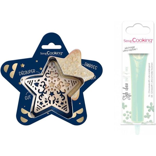 Kit Di Biscotti Star Relief + Bastoncino Di Cioccolato Verde All'acqua-image