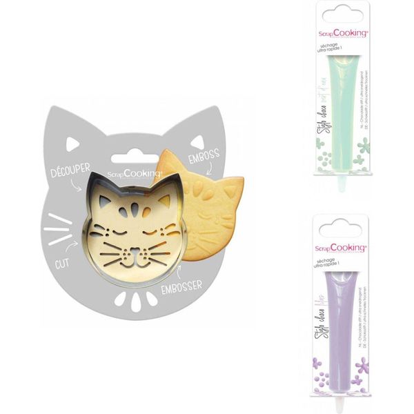 Confezione Di Biscotti Di Sollievo Per Gatti + 2 Bastoncini Di Cioccolato Verde Acqua E Lilla-image