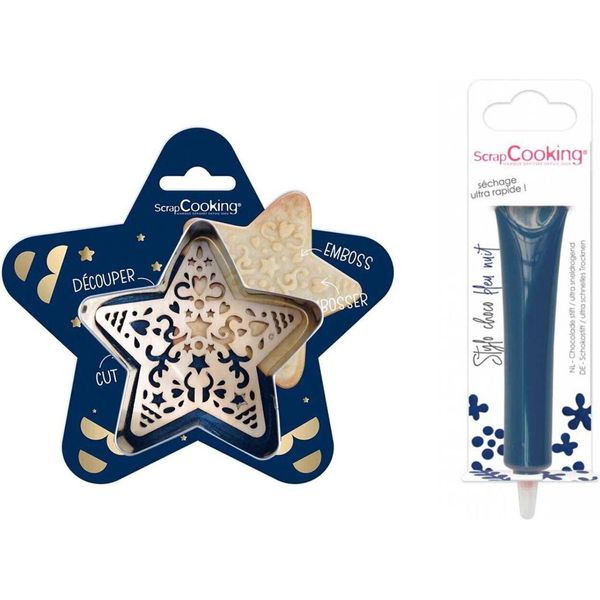 Kit Di Biscotti Star Relief + Bastoncino Di Cioccolato Blu Notte-image