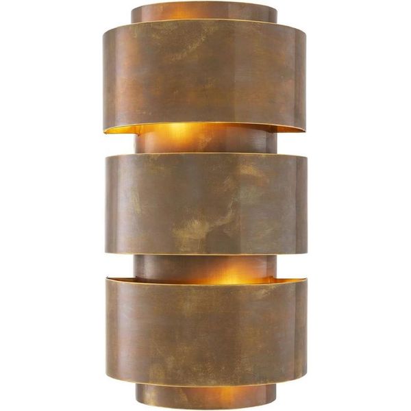 Casa Padrino Lampada Da Parete In Ottone Vintage 17 X 11,5 X H. 33 Cm - Lampada Da Parete Soggiorno - Lampada Da Parete Hotel - Lampada Da Parete Ristorante - Luci - Interni-image