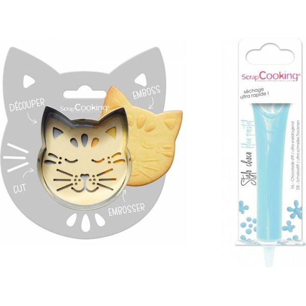 Kit Di Biscotti Cat Relief + Matita Di Cioccolato Blu Pastello-image
