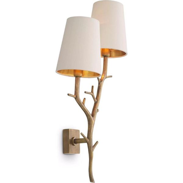 Casa Padrino Doppia Applique Ottone Vintage / Crema 28 X 17 X H. 60 Cm - Applique Per Soggiorno - Luci Per Hotel - Luci - Applique - Qualità-image