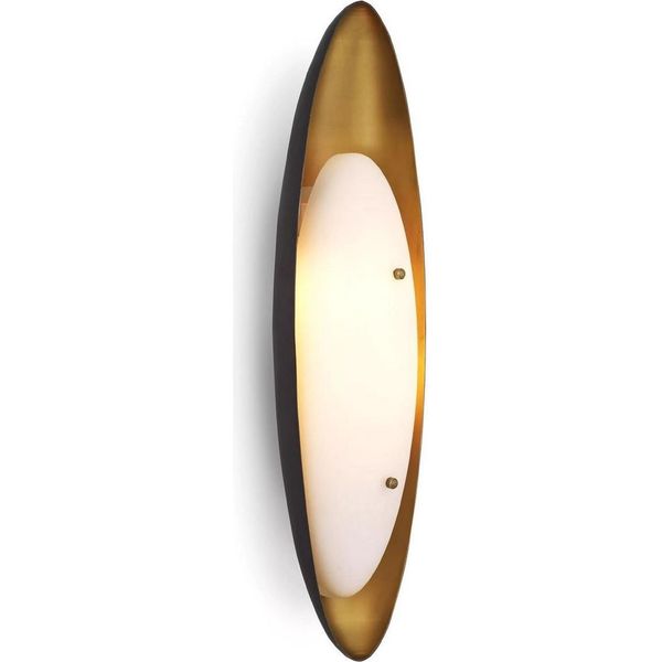 Casa Padrino Lampada Da Parete In Ottone Antico/Bianco 16 X 13 X H. 59 Cm - Lampada Da Parete Per Soggiorno Con Paralume In Vetro - Illuminazione - Qualità Lusso-image