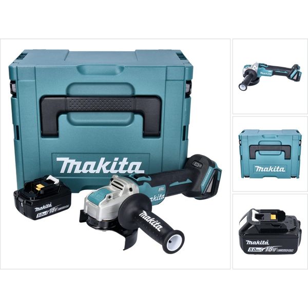 Makita Dga 521 T1X1J Smerigliatrice Angolare A Batteria 18 V 125 Mm X-LOCK Brushless + 1X Batteria Ricaricabile 5,0 Ah + Makpac - Senza Caricabatterie-image