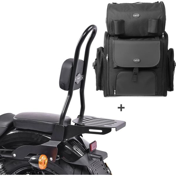 Sissy Bar Csl Fix + Borsa Posteriore Xl Per Chopper / Custombike Iron 18-20-image