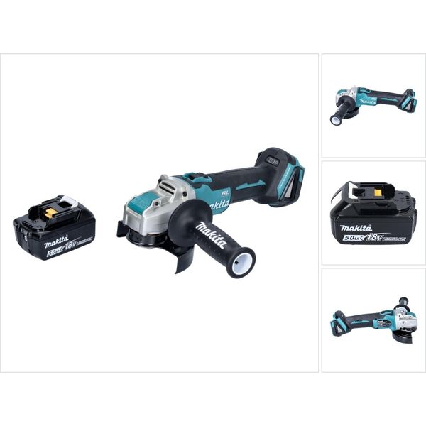 Makita Dga 521 T1X1 Smerigliatrice Angolare A Batteria 18 V 125 Mm X-LOCK Brushless + 1X Batteria Ricaricabile 5,0 Ah - Senza Caricatore-image