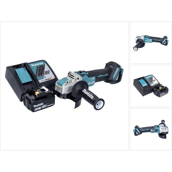 Smerigliatrice Angolare A Batteria Makita Dga 521 RT1X1 18 V 125 Mm X-LOCK Brushless + 1 Batteria Ricaricabile 5,0 Ah + Caricabatterie-image