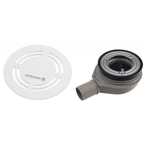 Polysan Flexia - Sifone Per Bagno Geberit, Diametro 90 Mm, DN40, Tappo Rotondo Bianco 17771-image