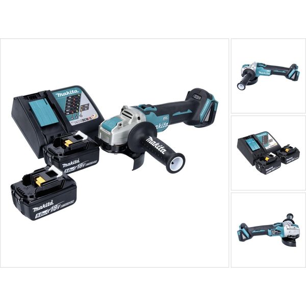 Smerigliatrice Angolare A Batteria Makita Dga 521 RTX1 18 V 125 Mm X-LOCK Brushless + 2X Batteria Ricaricabile 5,0 Ah + Caricabatteria-image