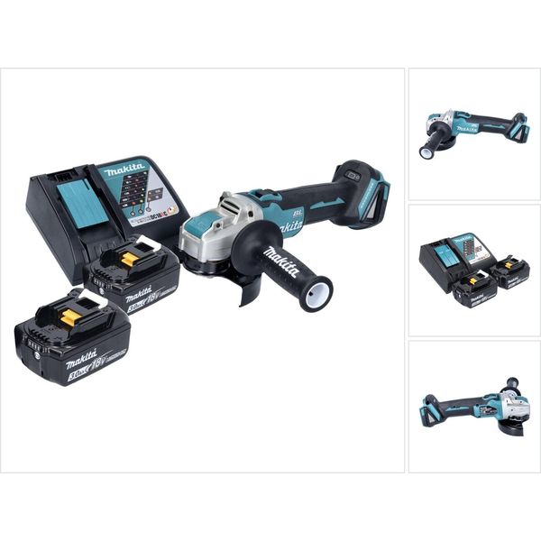 Smerigliatrice Angolare A Batteria Makita Dga 521 RFX1 18 V 125 Mm X-LOCK Brushless + 2X Batteria Ricaricabile 3,0 Ah + Caricabatterie-image