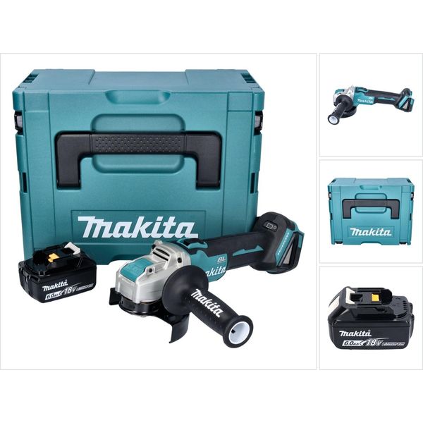 Makita Dga 521 G1X1J Smerigliatrice Angolare A Batteria 18 V 125 Mm X-LOCK Brushless + 1X Batteria Ricaricabile 6,0 Ah + Makpac - Senza Caricabatterie-image